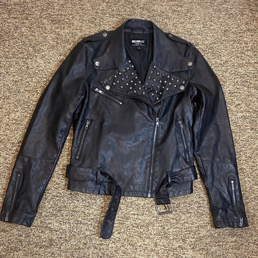 WILLIAMRAST FOUNDED BY Women's Black Studded Jacket Size M MOTO JACKET